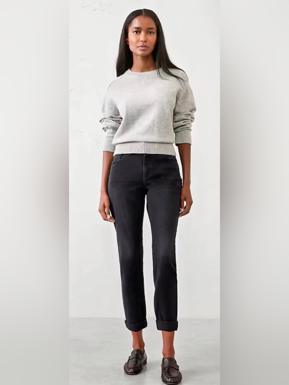 Banana Republic Girlfriend Mid-Rise Jean Straight Leg Jeans Waist 27/4 Black